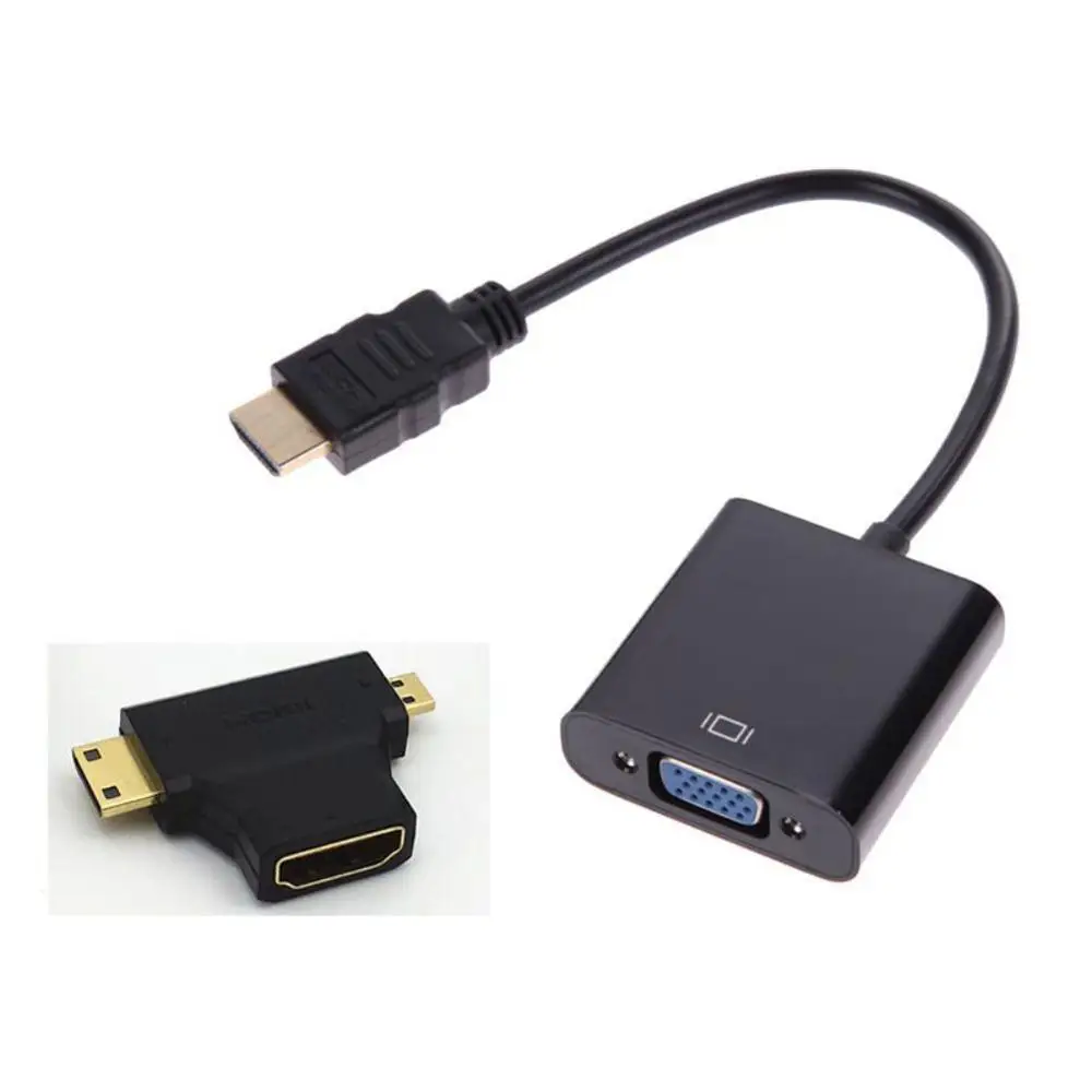 Черный Micro HDMI к VGA Женский с адаптер 3-в-1 мини HDMI к VGA адаптер конвертер цифро кабели - Цвет: Черный