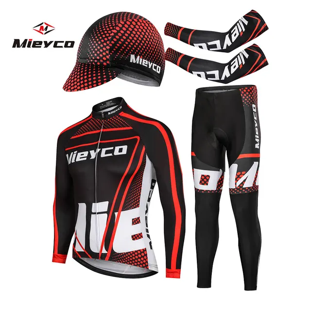 Men/’s Cycling Jerseys Long-Sleeved Set with 5D Gel Pad MTB Clothing Kits Bicycle Suit Jersey