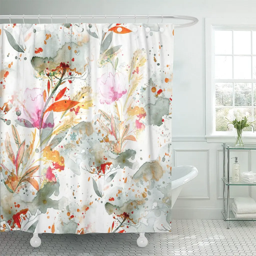 Splash Watercolor Chicken and Rooster Shower Curtain Liner Waterproof Fabric 72" 