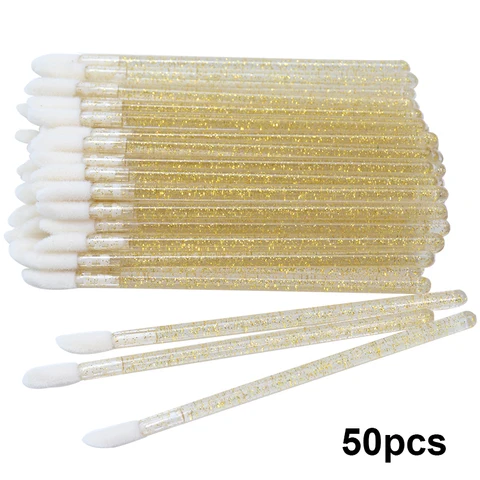 50pcs Diposable Lip Brush Makeup Mascara Wands Lipstick Micro Brushes Applicators Cleaner