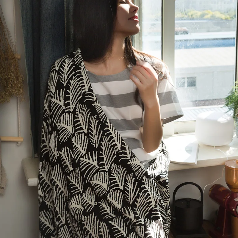 Ruijing Textile American-Style Full-cotton Knitted Blanket Airable Blanket Sofa Blanket Living Room Office Nap Blanket