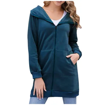 

2019 Fashion Womens Winter Warm Coat Long Paragraph Zipper Up Hooded Pockets Thickening Vintage Oversize Coats Plus Size