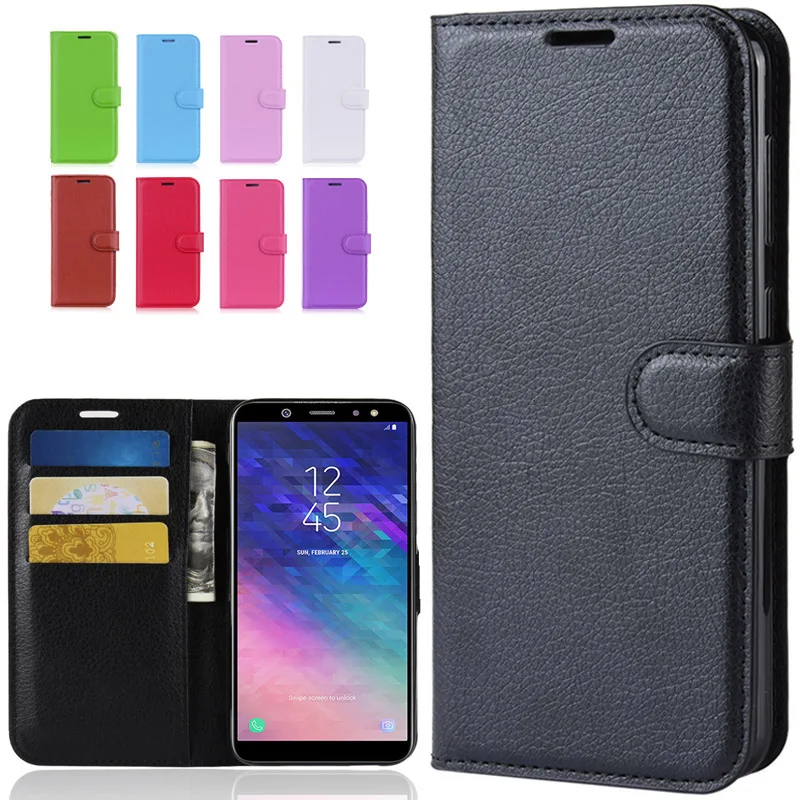 Flip Cover PU Leather Phone Case For Samsung Galaxy A6 Plus 2018 A 6 A62018 A6plus SM-A600F SM-A605F Wallet | Мобильные телефоны и