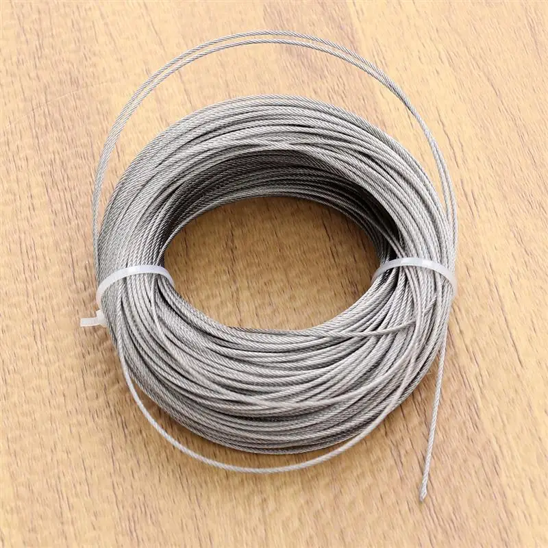 1PC Laundry Clotheslines 304 Stainless Steel Long Roll of 50 Meters Hard Sturdy Steel Steel Wire Ropes 5