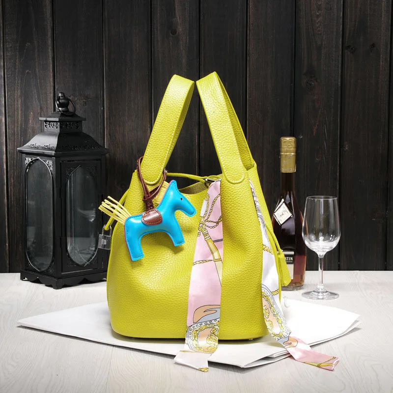 Новая сумка из коровьей кожи, роскошная дизайнерская сумка, TOGO lychee tote, модная сумка через плечо, сумка-мешок, корзина для овощей - Цвет: Lemon yellow
