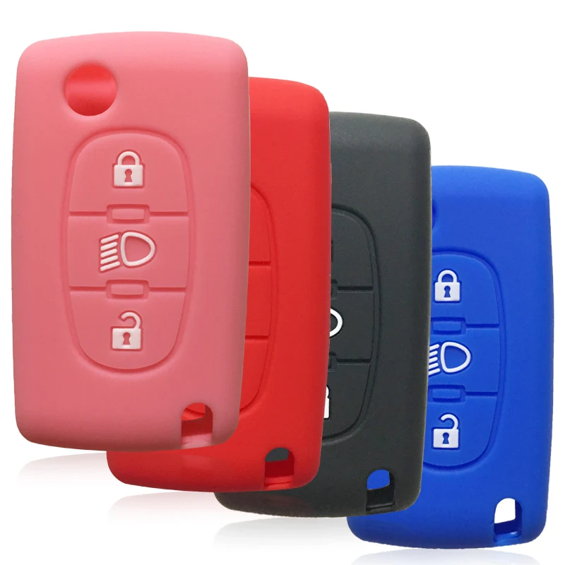 Key Case Cover Key Case Car Key Shell Remote Control Case Cover Silicone Car Key Cover For Citroen C5 X7 C4 Picasso Cactus Berlingo C3 Xsara C6 C8 C5 Exclusive Folding 3Button Case Protection