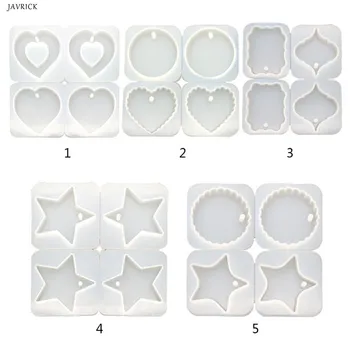 

4 Pcs DIY Crystal Epoxy Hanging Jewelry Making Mould Heart Shaped Round Wave Handmade Pendant Molds Resin Gypsum Silicone Mold