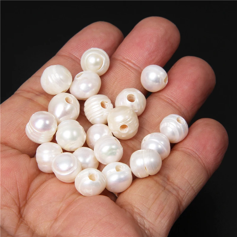 AA 10-11mm white button freshwater pearls,large hole pearls for leather 