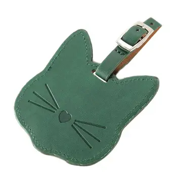 

Travel Luggage Gift Cute Cat Leather Suitcase Tag with Strap Travel Tags