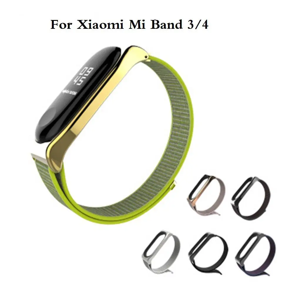 Для mi band 4 ремень Легкий дышащий Быстросохнущий без ворса нейлоновый браслет циферблат из нержавеющей стали для Xiaomi mi Band 3/4