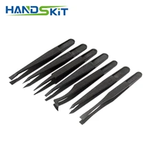 Антимагнитный антистатический Черный инструмент для пинцета пластиковые пинцеты остроконечная плоская головка локоть круглый широкий рот плоская головка