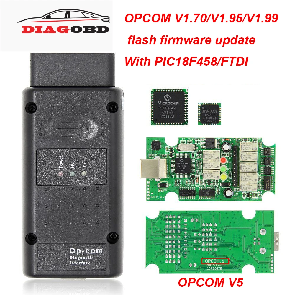 OPCOM V5 V1.99 V1.95 V1.70 2014V PIC18F458 FTDI OP COM V5 флэш-обновление прошивки OBD OBD2 сканер Авто кабель диагностического прибора