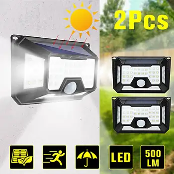 

66LED Solar Lights Outdoor Motion Sensor Wall Lamp 4 Sides Lighting 3 Optional Modes IP65 Waterproof Bright Security Night Light