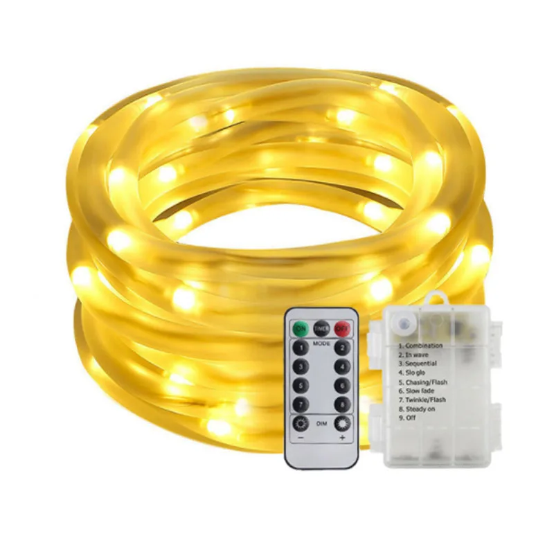 5/10M 50/100leds Transparent tube light string copper lamp 8modes control waterproof battery box free shipping - Испускаемый цвет: Тёплый белый