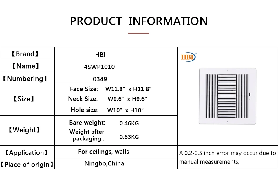 4-Way W1" x H10" яркий белый готовой пластиковой боковины/потолочный регистр решетка воздуха вентиляционное оборудование