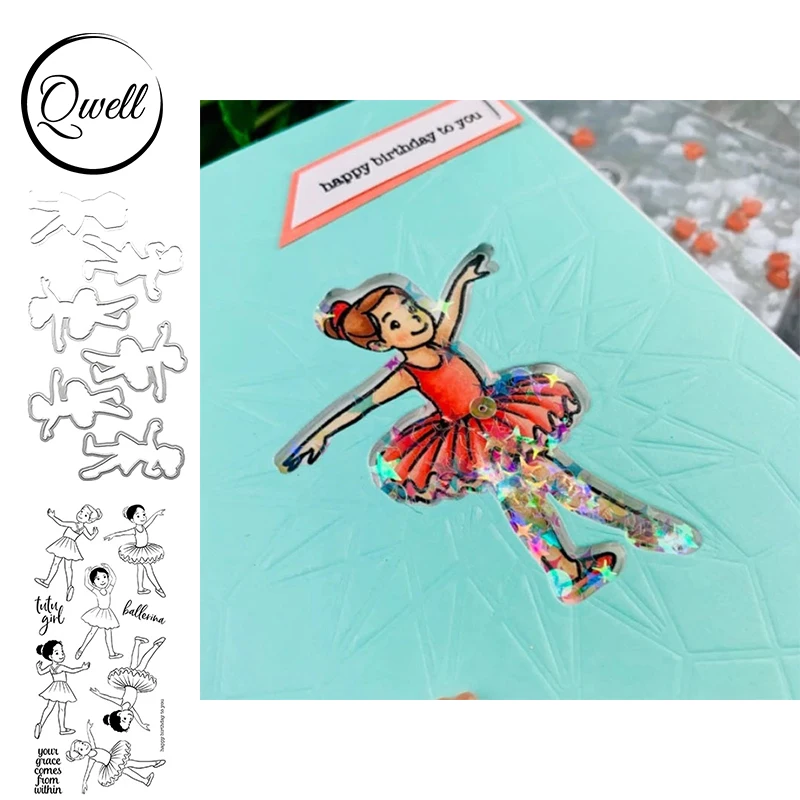 

QWELL Ballerinas Metal Cutting Dies Match Clear Silicone Stamps Tutu Girl DIY Scrapbooking Album Paper Cards Crafts 2020
