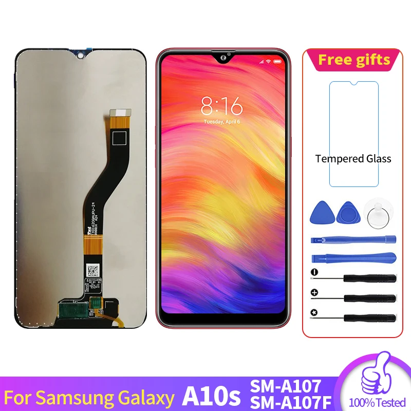 Для samsung Galaxy A10s A107 SM-A107F ЖК-экран дигитайзер в сборе для samsung A107 pantalla с инструментами