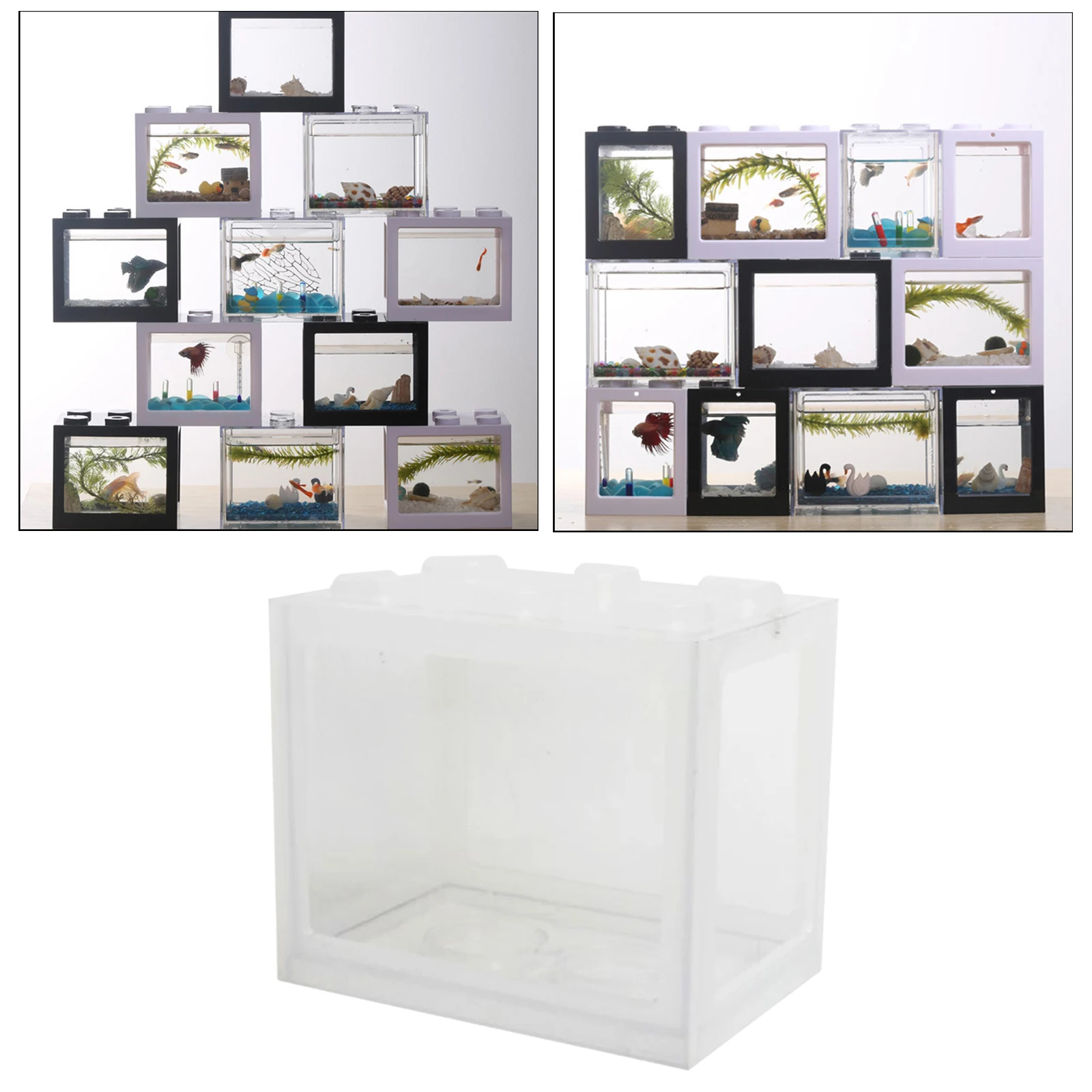 Mini Fish Tank, Desktop Micro-Landscape Fish Tank, Aquarium Kit, Stackable Building Blocks Superimposed Fish Tank