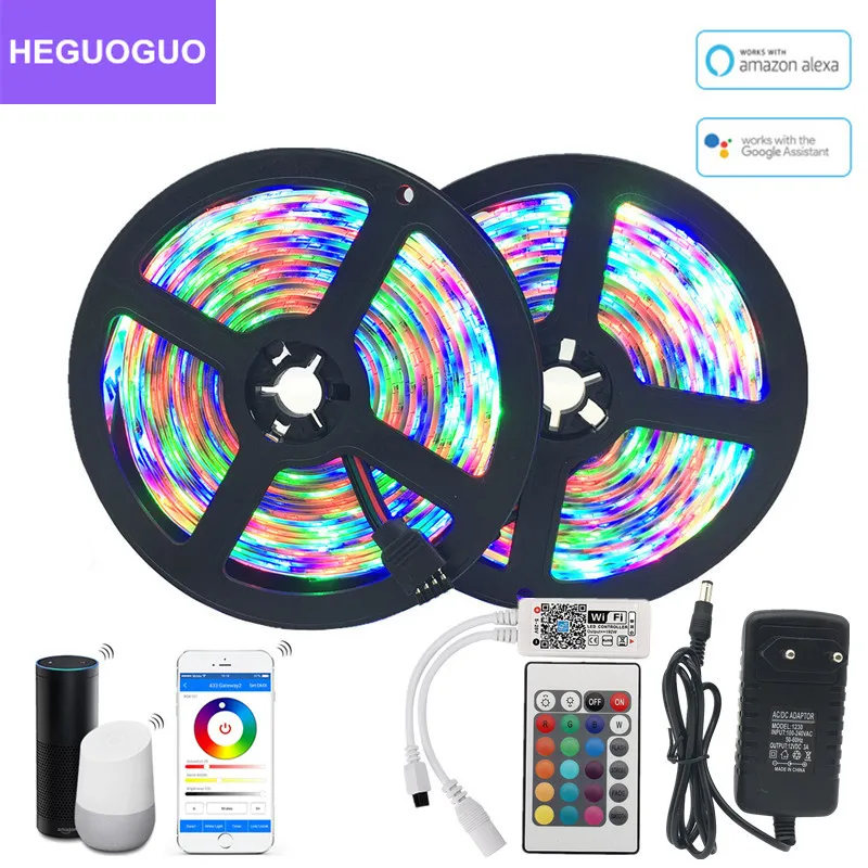 Светодиодная ленсветильник SMD 2835 RGB с поддержкой Wi Fi 5/10/15 м 24 клавиши|Светодиодные