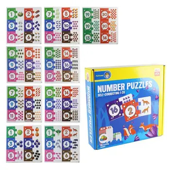 

Self-Correcting Number Puzzles Set Developmental Toys Storage Box Bundle 54 Pcs