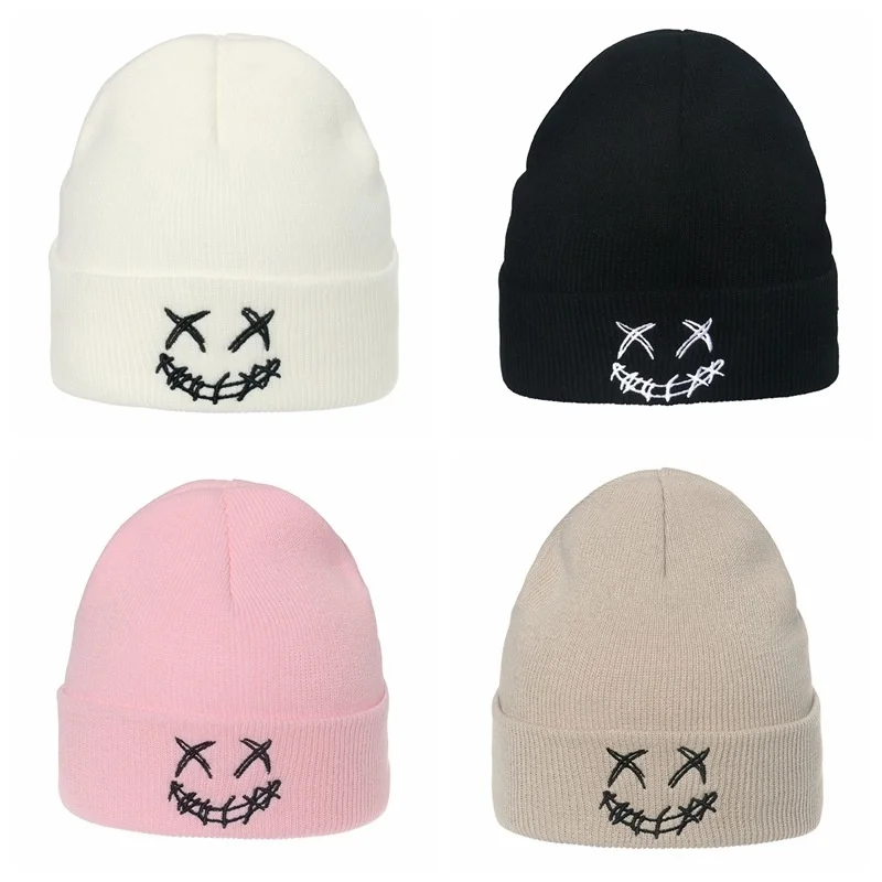 Warm Beanie Hats Grimace Embroidery 