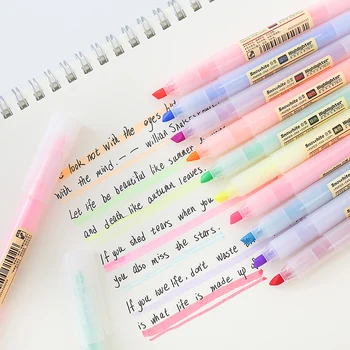 

10pcs Mild Color Highlighter Pen Transparent Fluorescent Marker Liner for Paper Fax Copy Highlighting Drawing Office School F129