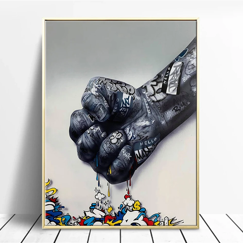 

Street Graffiti Fist Pop Art Painting Print Canvas Wall Painting Living Room Decoration Home Decoration Nordic Frameless