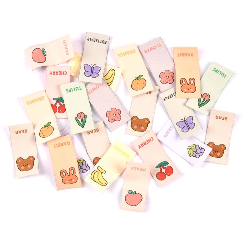 50pcs Cute Butterfly Fruit Embroidery Labels Sewing Clothes DIY Flag Label Kids Shoes Clothing Tags Handmade Crafts Accessorie