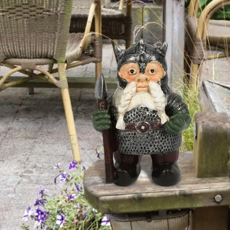 Viking Victor Norse Dwarf Gnome Statue Garden Ornament 3D Resin Craft