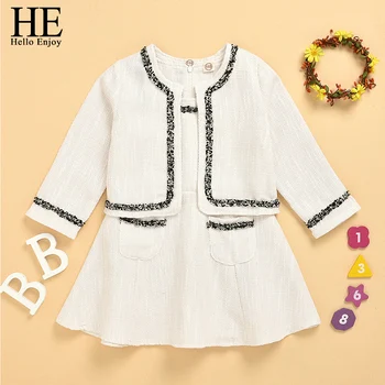 

HE Hello Enjoy Girls Sets Princess Dress+Coat 2pcs Suit Outfits A-Line Girls Dresses Elegant Kids Girls Clothes Boutique Outfits
