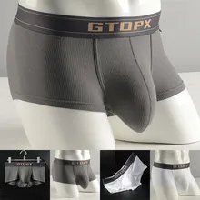 Seamless Ice Silk Smooth Boxers Sexy Men's Briefs Breathable Underwear Shorts Bulge Pouch Underpants Seamless Lingerie Sleepwear