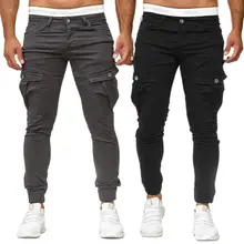 

Ankle Length Casual Casual Men Fitness Trousers Male Clothing Cargo Pants Pockets for Daily Life