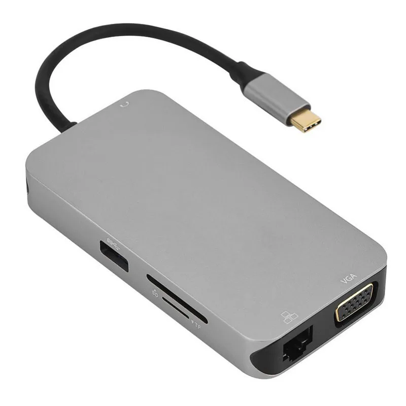 Горячий тип-c к RJ45 VGA HDMI концентратор PD аудио адаптер конвертер для ПК компьютера BUS66
