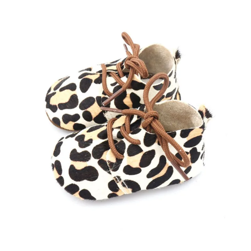 Детские мокасины с леопардовым принтом; обувь из конского волоса для мальчиков; обувь для первых шагов; кружевная мягкая обувь для маленьких девочек; кожаная детская обувь - Цвет: W