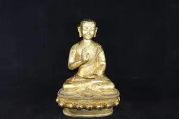 

Wedding decoration Old China Collection Brass Gilt-Tibetan Buddhist Statue Big ear buddhist missionary statue