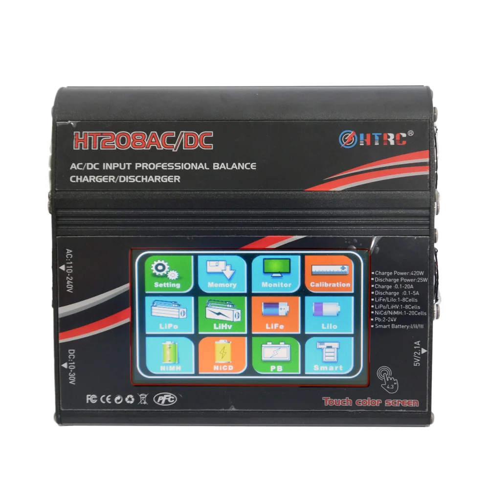 

HT208 Balance ChargerAC/DC 4.3"Color LCD Touch Screen 420W 20A RC Battery Discharger for 1-8s Lilon/LiPo/LiFe/LiHV Battery