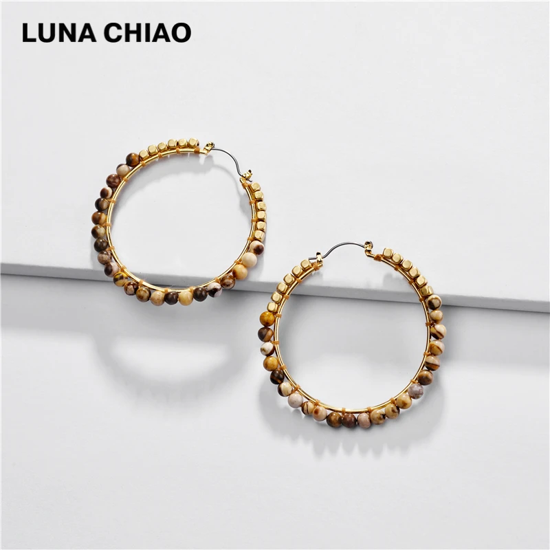 LUNA CHIAO модные ювелирные аксессуары бохо натуральный камень обруч серьги-кольца