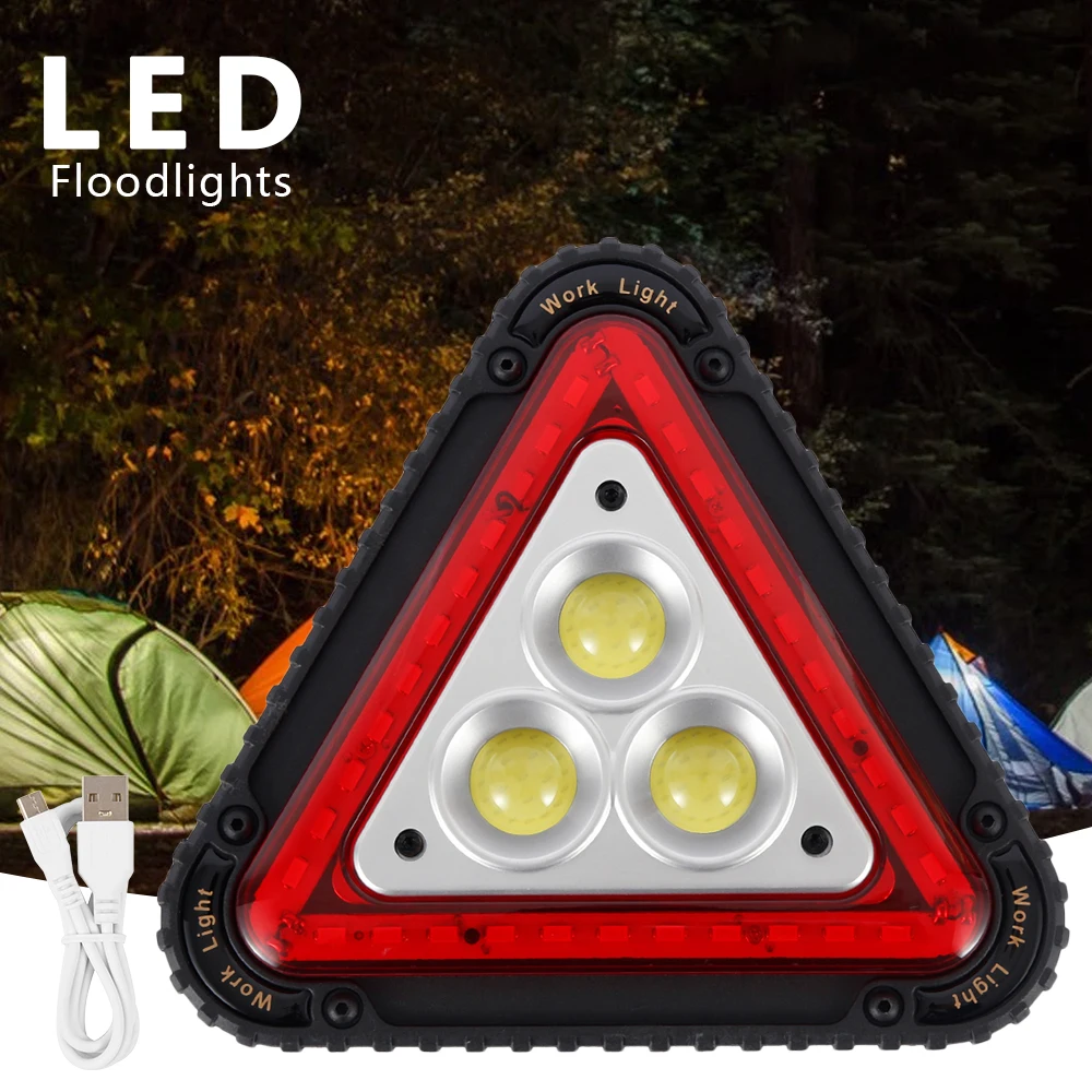 

Portable Triangle Warning Light LED Multi-Function Flood Light Auto Repair Work Light Multi-Function Camping Light Searchlight