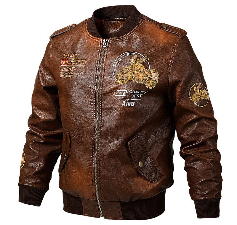 MT01-Brown Брендовая мотоциклетная кожаная верхняя одежда мужская куртка 5XL 6XL мужские Куртки из искусственной кожи jaqueta de couro masculina мужские кожаные байкерские куртки - Цвет: MT01-Brown