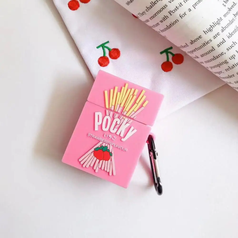 3D Клубника Glico Pocky печенье беспроводная Bluetooth гарнитура силиконовый чехол для Airpods 1 2 Airpod Pro3 защитный чехол для наушников - Цвет: pro3