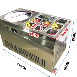 110v 220v Thailand Fried Ice Cream Machine Snack Machine Ice Cream Cold Plate Single Big Pan Fried ice cream roll machine