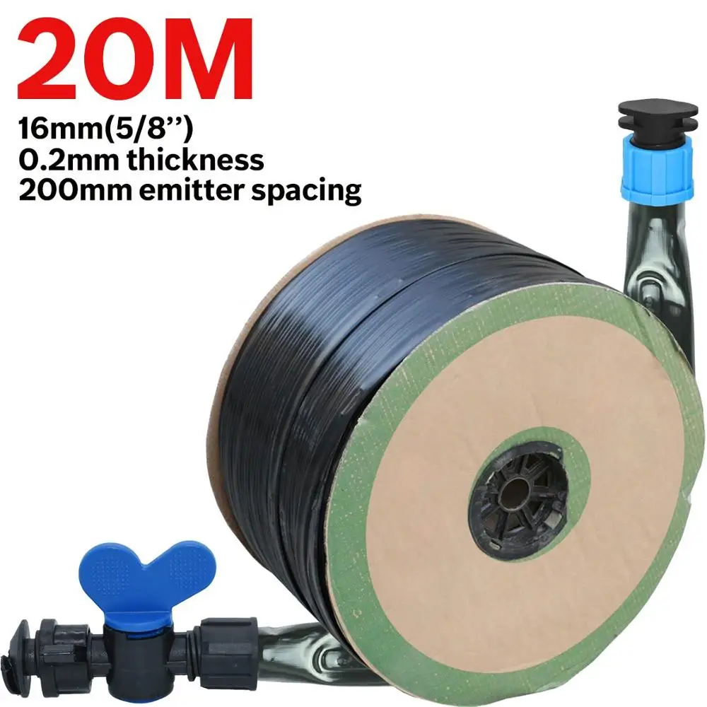 KSL01-KIT090-20M KESLA 150 м 16 мм 0,2 мм толщина капельного орошения лента 5/8 ''8 мил w/20 см излучатель капельница расстояние шланг теплицы садовый разъем - Цвет: KSL01-KIT090-20M