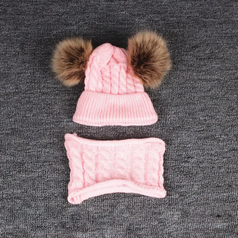 Вязаная Детская шапка для девочек и мальчиков; теплые зимние аксессуары для малышей; комплект из 2 предметов: шапочка+ шарф - Цвет: B3