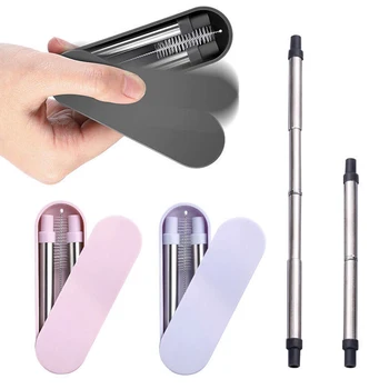 

Telescopic Drinking Straw Collapsible Travel Drink Straw Stainless Steel Straw Set Reusable Metal Straw