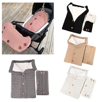 

Boys Girls Warm Sleeping Bag Kids Thickened Knitted Newborn Baby Swaddle Blanket Stroller Wrap Autumn Winter Toddler Soft Fleece