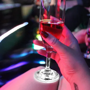 

3 Modes Color Changing Wine Bottle Foam Core Board Flat LED Coasters Slightly Cushioned Stable Party Nightclub Battery Powered