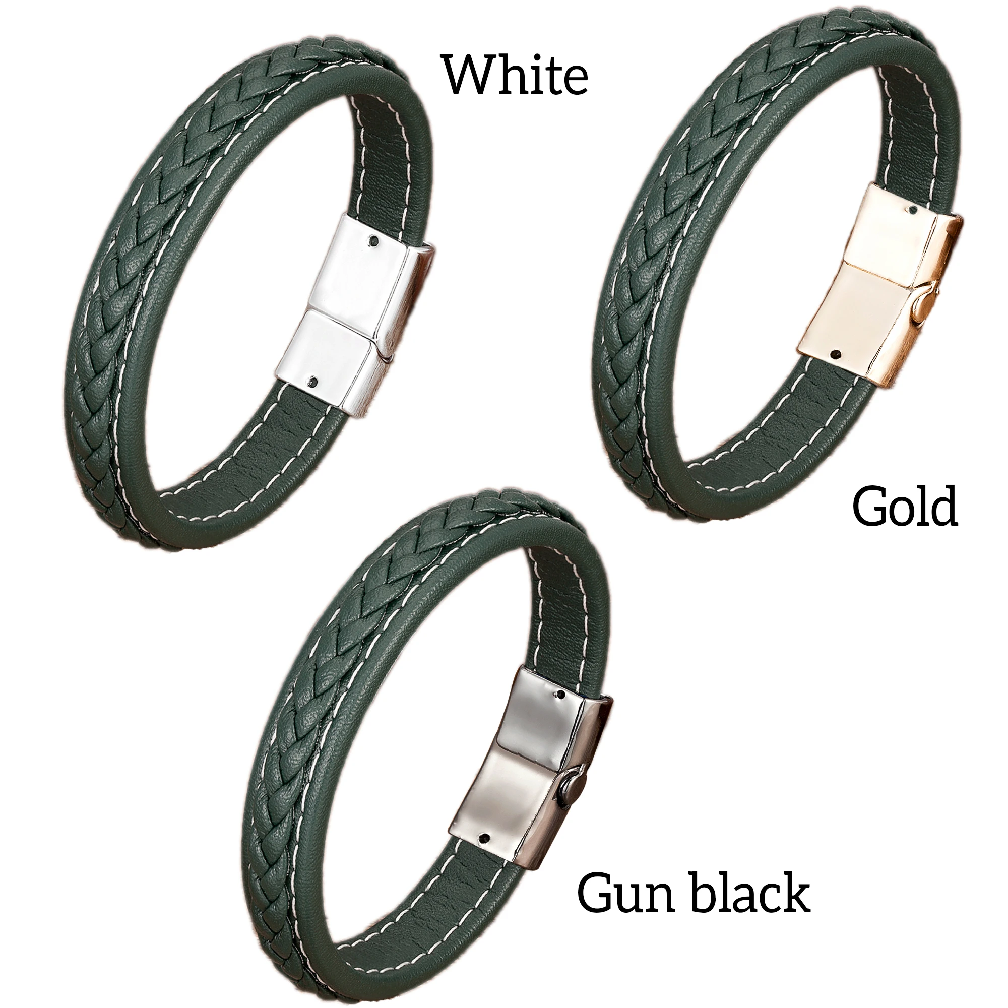 Men Jewelry Bracelet Red Black Braided Leather Metal Magnetic Buckle Bracelets Charm Male Wrist Band Pulsera Hombre bracelet jewelry