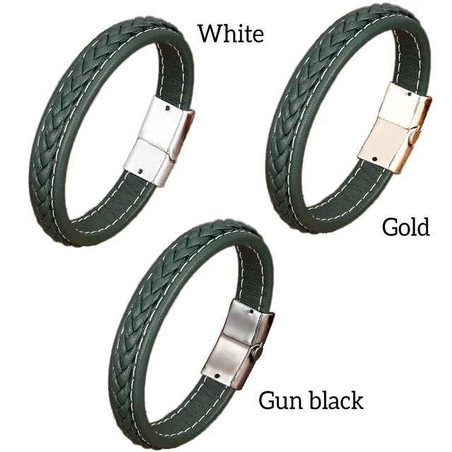 Lion Heart Red Black Braided Leather Bracelet - Image 5