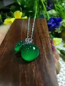 

LETSFUN Fine Jewelry 925 Silver Inlaid Natural Chalcedony Purse Pendant Necklace Sweater Chain Gifts Free Shipping