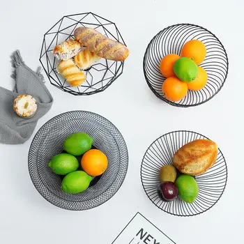 

Fruit Plate Metal Wire Kitchen Living Room Storage Basket Kitchen Drain Rack Fruit Vegetable Storage Holder Snack Tray Storage